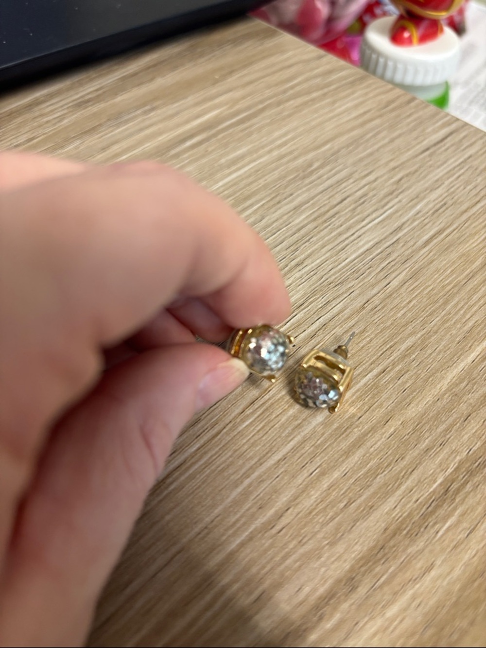 Plunder Gold Clear Crystal Dome Stud Earrings